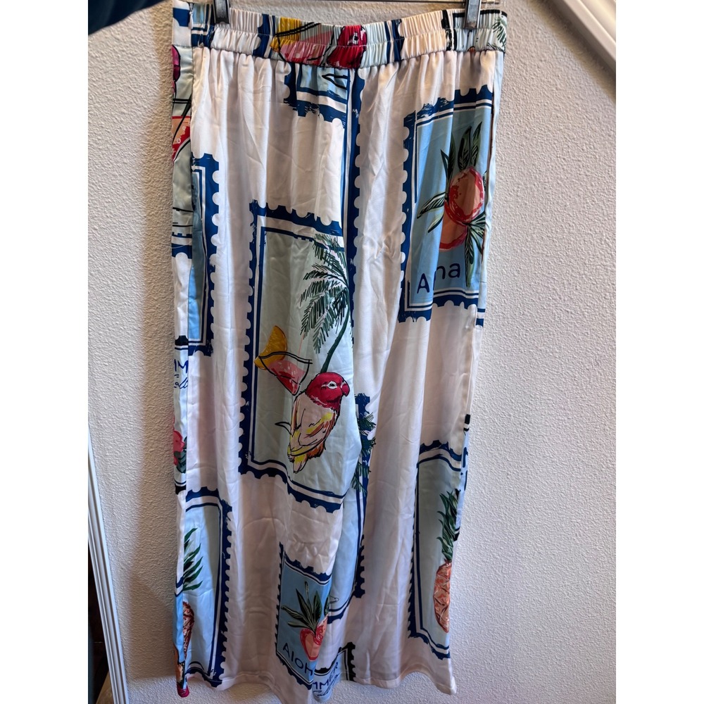 Ador Seamless Tropical Stamp Print Wide Leg Elastic Waist Trousers Large NWT - Picture 4 of 5